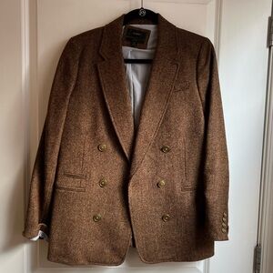 J Crew Brown Double-Breasted Wool Blazer